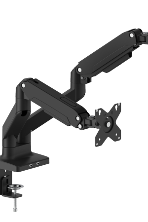 MX17-124 Dual Arm Gas Spring Monitor Mount, Adjustable VESA Stand for 17–32 Inch Screens, Full Motion Swivel & Tilt