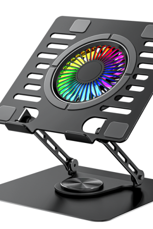 MR-121 Laptop Cooling Pad with Dual Silent Fans, Adjustable Height Laptop Stand, Ultra-Stable Metal Mesh Cooler for Gaming & Work