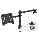 MX19-124PT Dual Arm Laptop and Monitor Mount, Gas Spring Adjustable Desk Stand with Full Motion, Fits 13–32" Displays & 10–17" Laptops